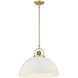 Artistan 1 Light 17.7 inch Vintage Brass/Matte White Indoor Pendant Ceiling Light